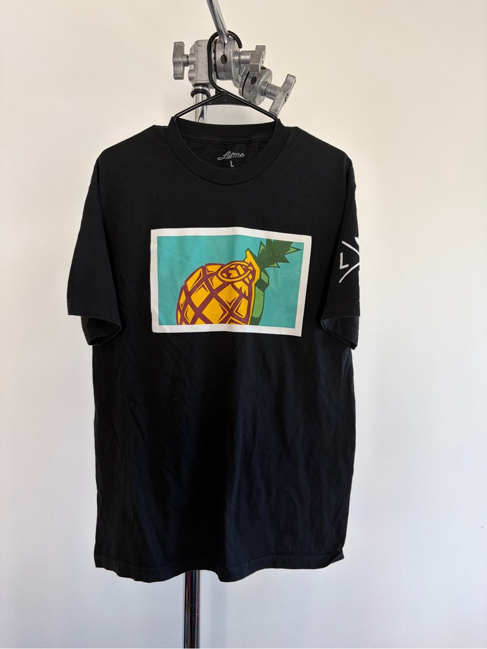 Lotuss Black Short-Sleeve Pineapple Graphic Tee